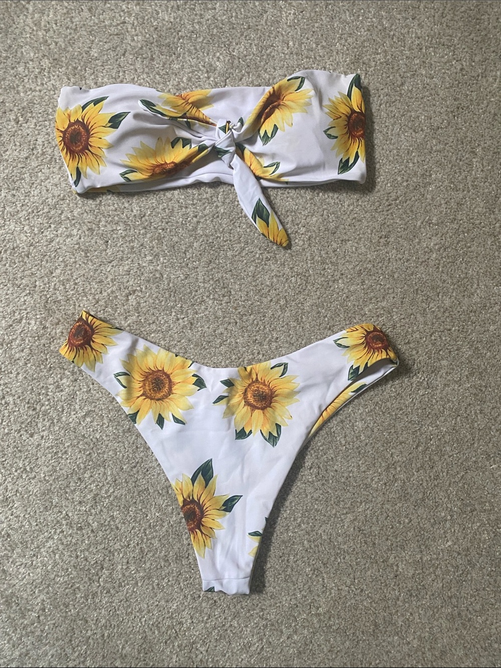3/$20 Zaful White Sunflower Print Bikini Set